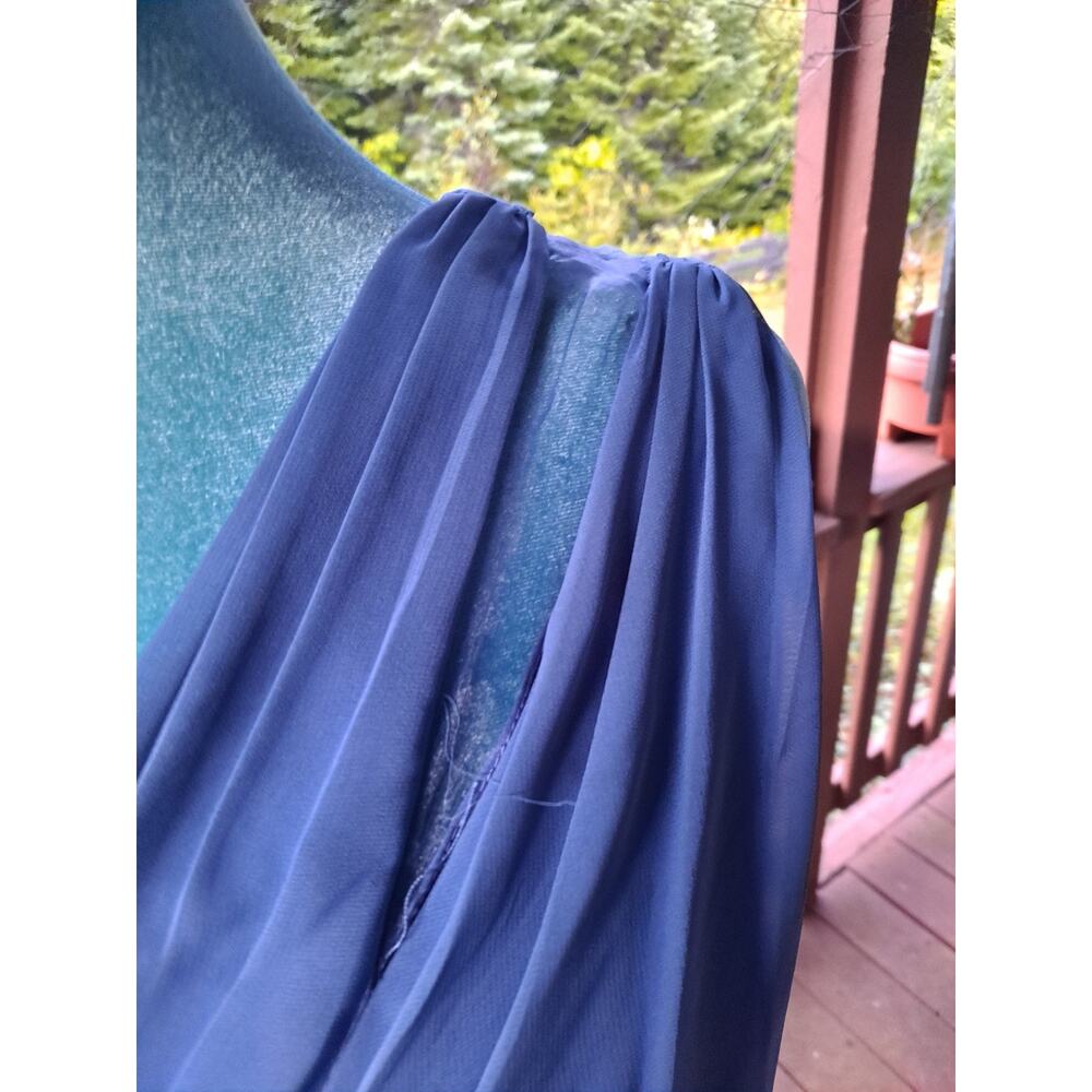 Alfred Angelo Dress Womens 12 Blue One Shoulder Chiffon Formal Gown - Picture 6 of 9